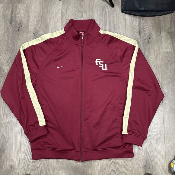 Nike Florida State FSU Seminoles Red Full Zip Jacket Mens Large Dri Fit Track - Picture 2 of 7